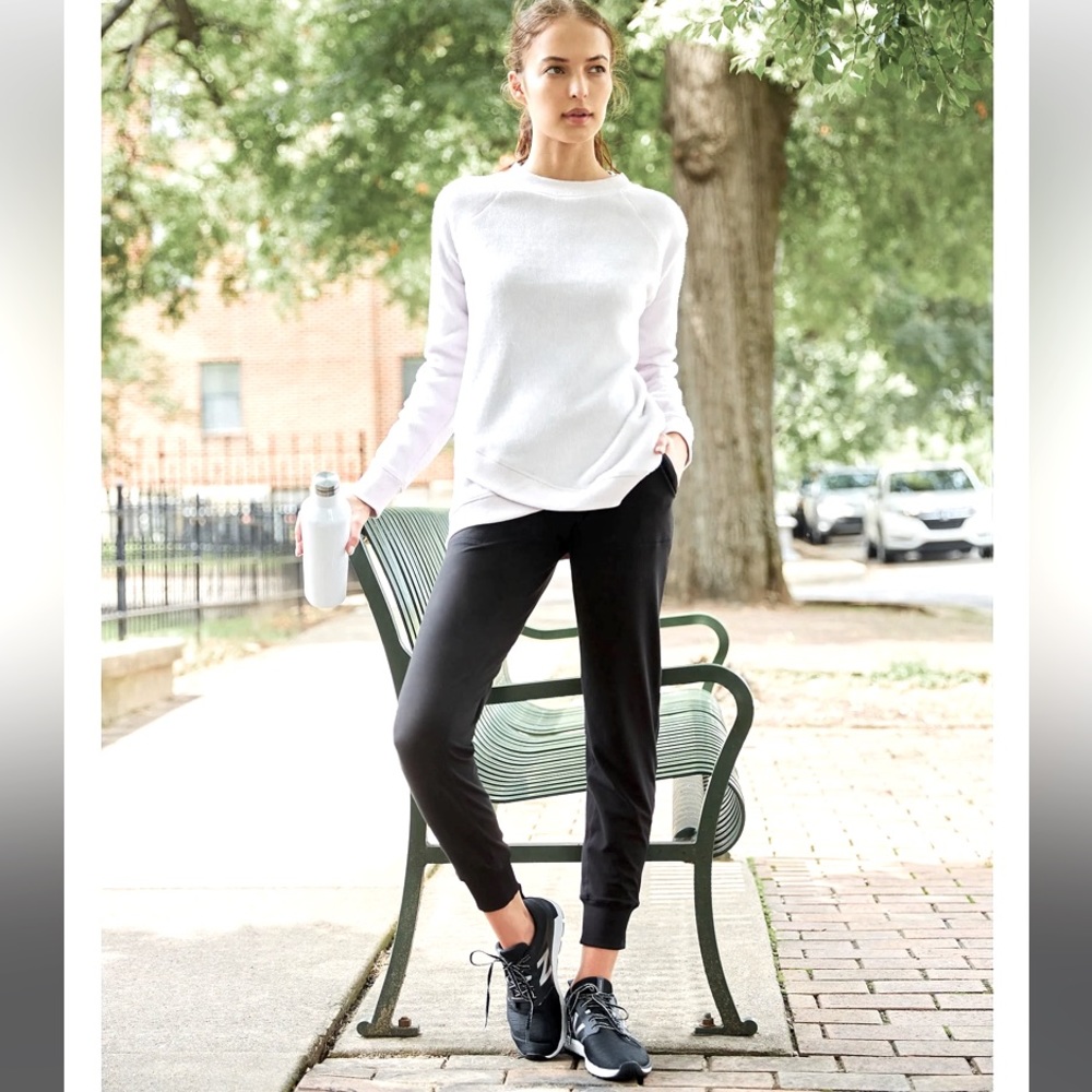 NWT Kineses High Rise Slim Sueded Jersey Joggers - Navy, XS